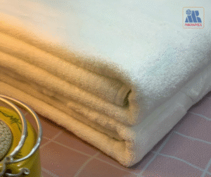 White cotton towel woven logo