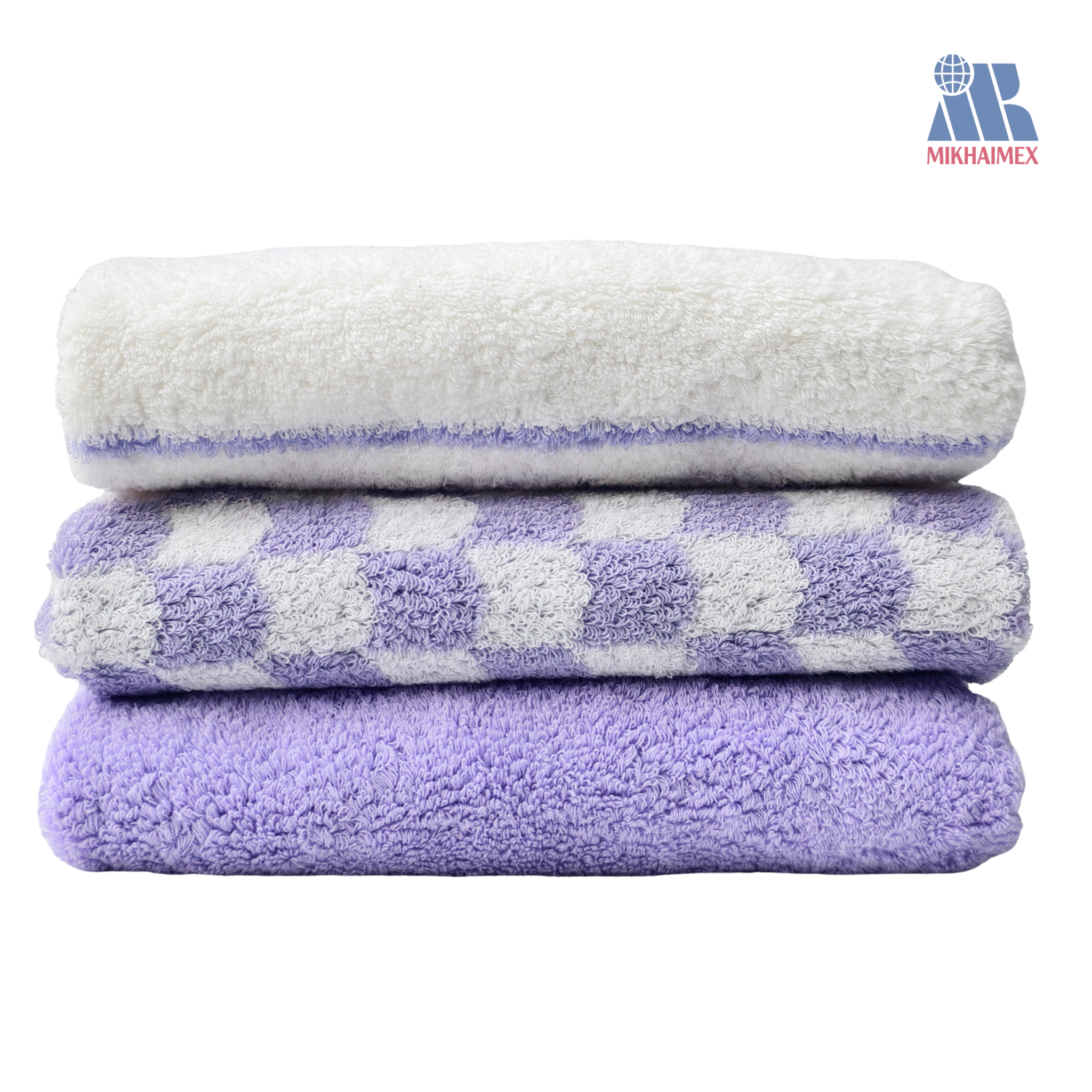 Meditor Pink–White Check Cotton Towel