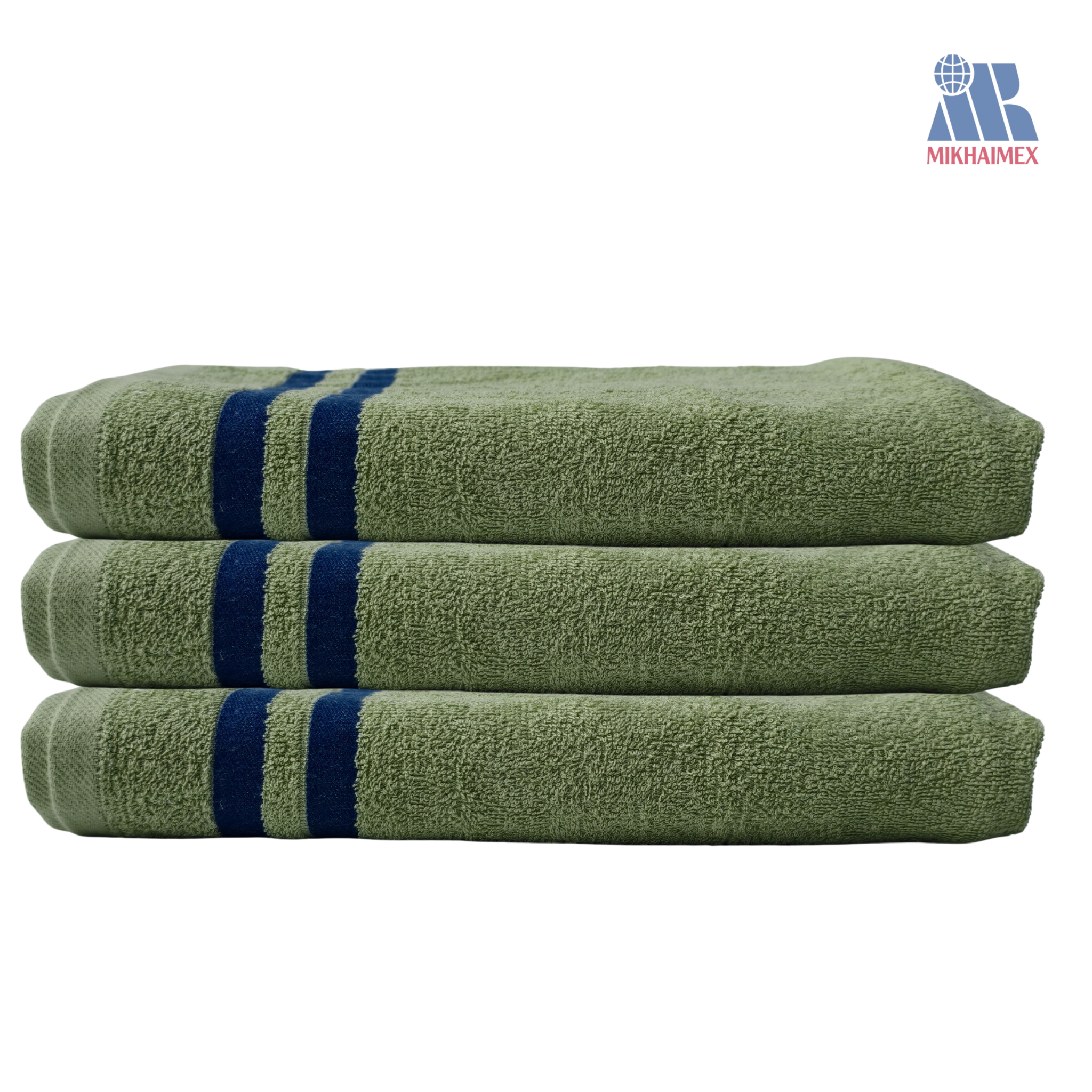 Polo Cotton Towel in Green with Purple Stripes