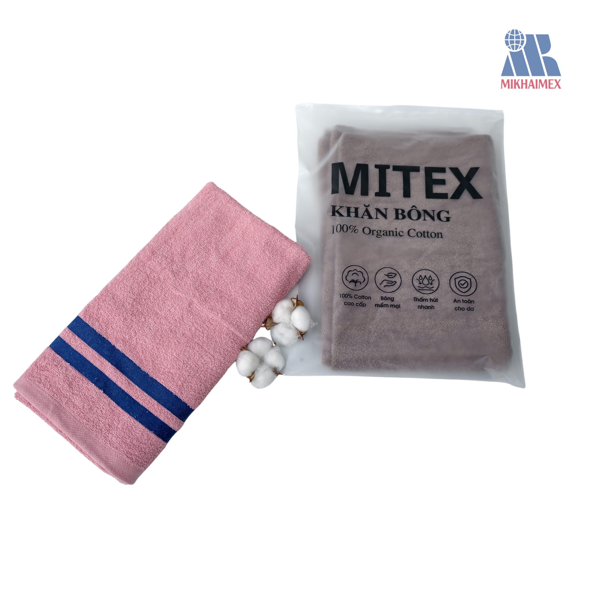 Polo Cotton Towel In Pink And Purple Stripes