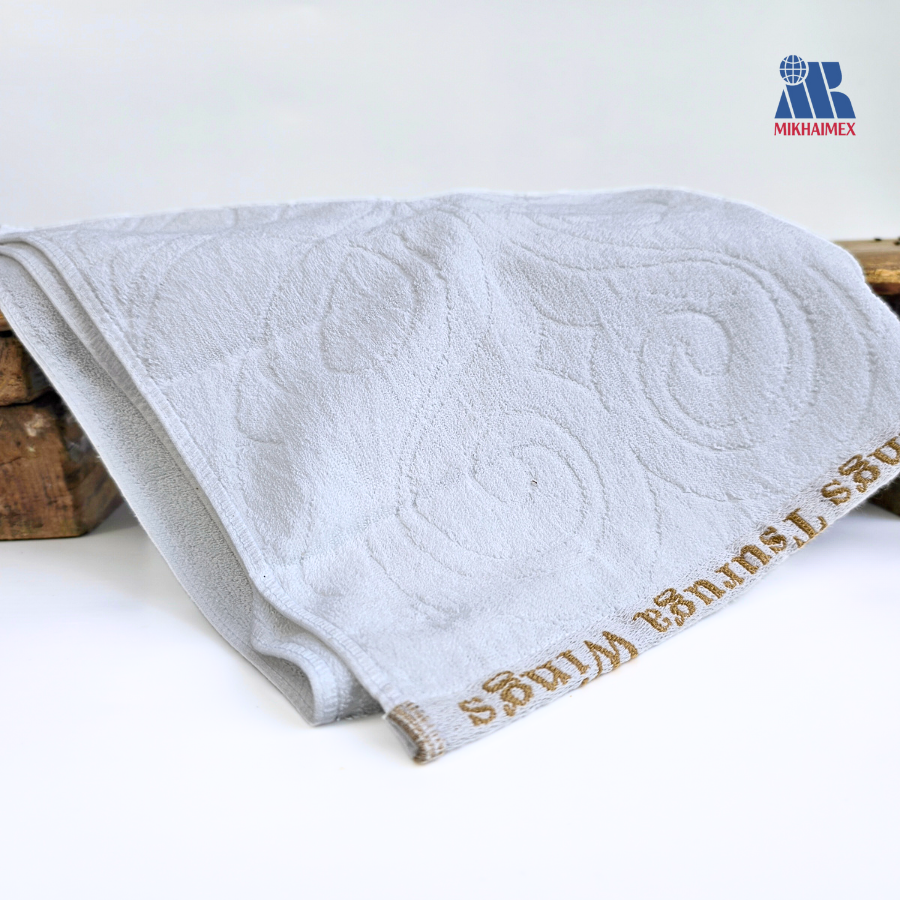 White Patterned Hair Towel