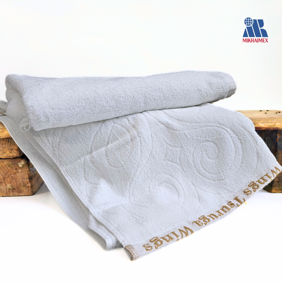 White Patterned Hair Towel