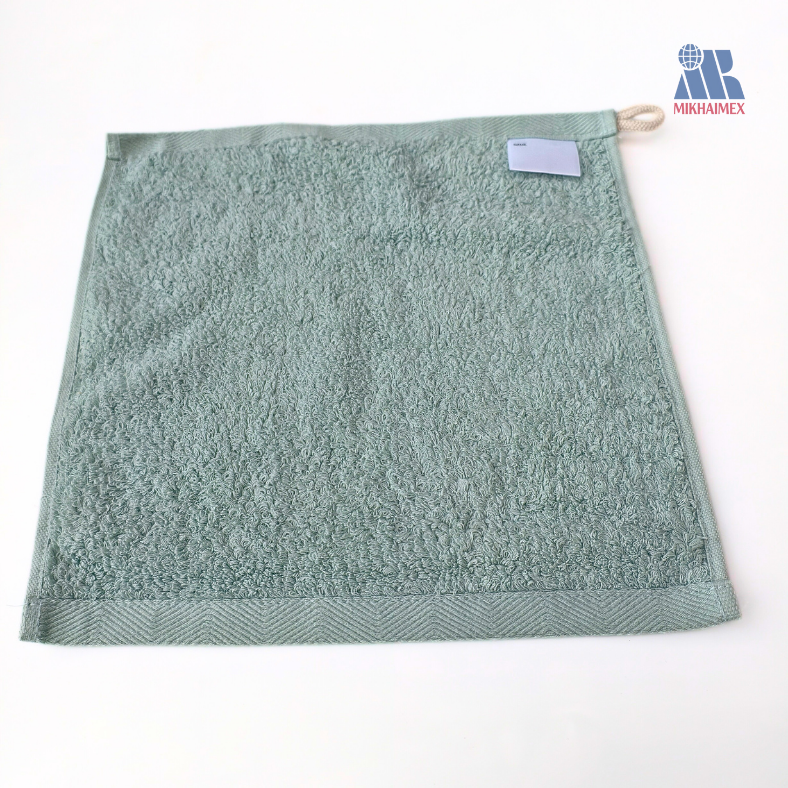 Plain Color Hand Towel With Hanging Loop