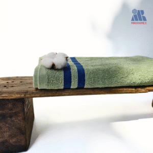 Polo Cotton Towel in Green with Purple Stripes